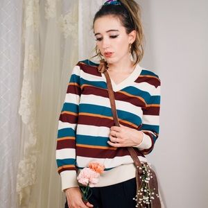 Rich Vibrant 70s Striped Sweater